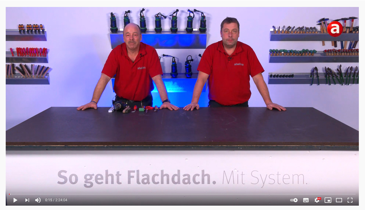 Neu produzierter Schulungsfilm zeigt alle wichtigen Details rund um die fachgerechte Verarbeitung der beiden Flachdachabdichtungssysteme EVALON® und EVALASTIC®.|Foto: alwitra