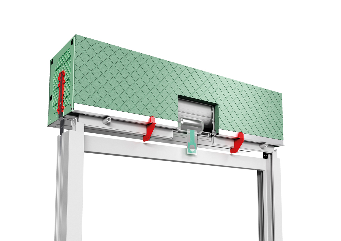 Geliefert wird der neue ROKA-TOP® 2 PLUS mit einer zusätzlichen Transportsicherung: Deutlich sichtbar verhindern rote Arretierungen und ein Luftsack das Verschieben des Behanges.|Foto und 3D-Visual: Beck+Heun