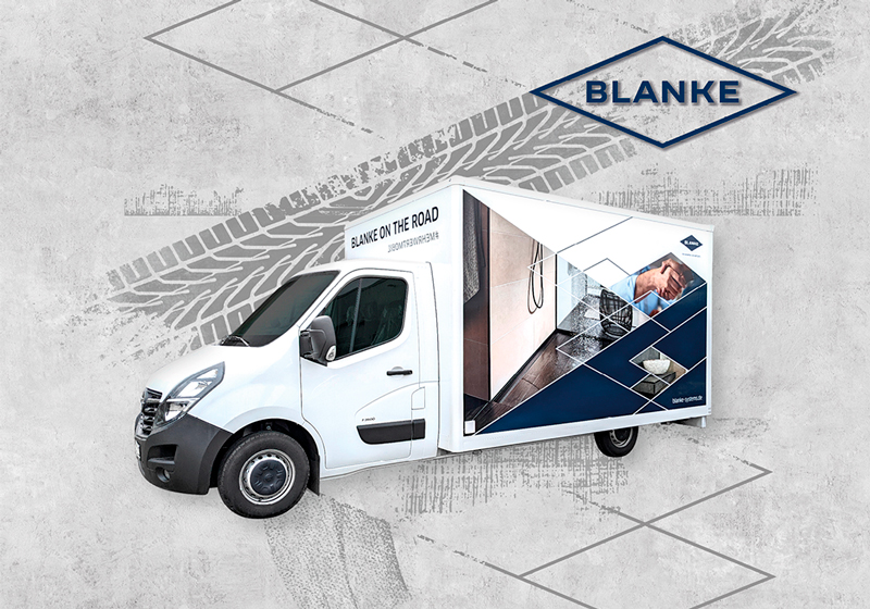 Mit dem nagelneuen Blanke Mehrwertmobil bringt der Iserlohner Fliesenzubehörspezialist und Systemanbieter Blanke Systems GmbH sein Knowhow auf die Straße.|Foto: Blanke